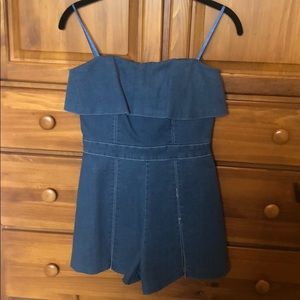Strapless Denim Romper